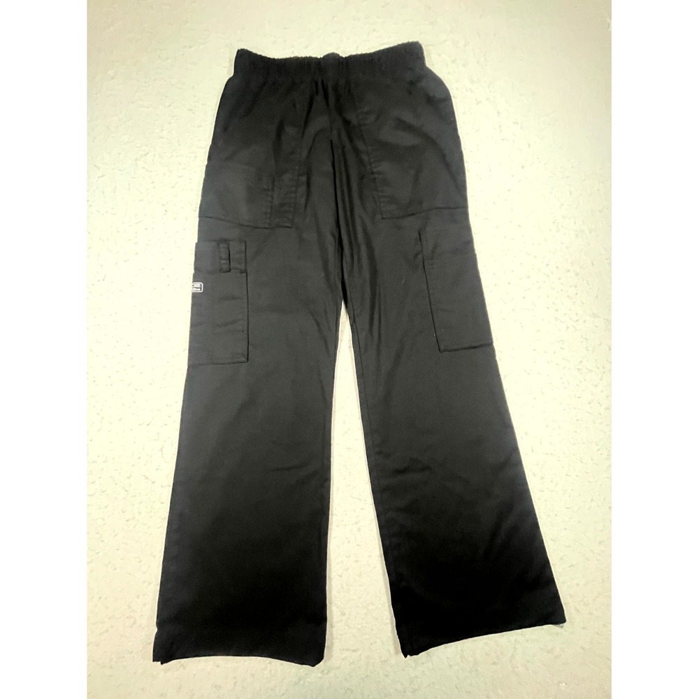Cherokee Workwear Cargo Scrub Pants Womens XS Petite Black Stretch Straight Leg